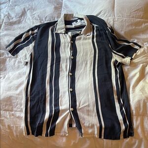 Topman Monochrome Striped Button-Down Shirt